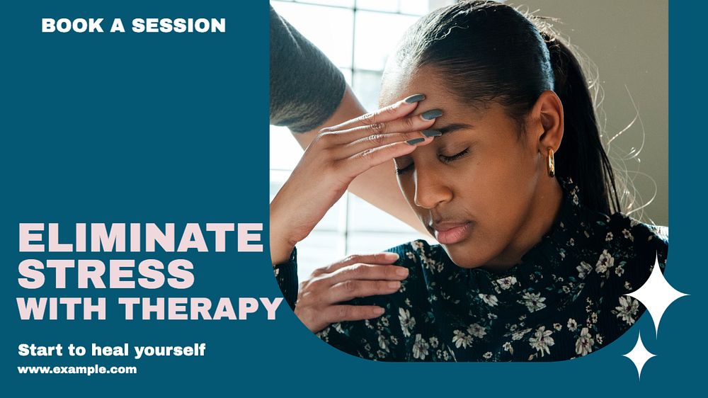 Stress therapy blog banner template, editable design