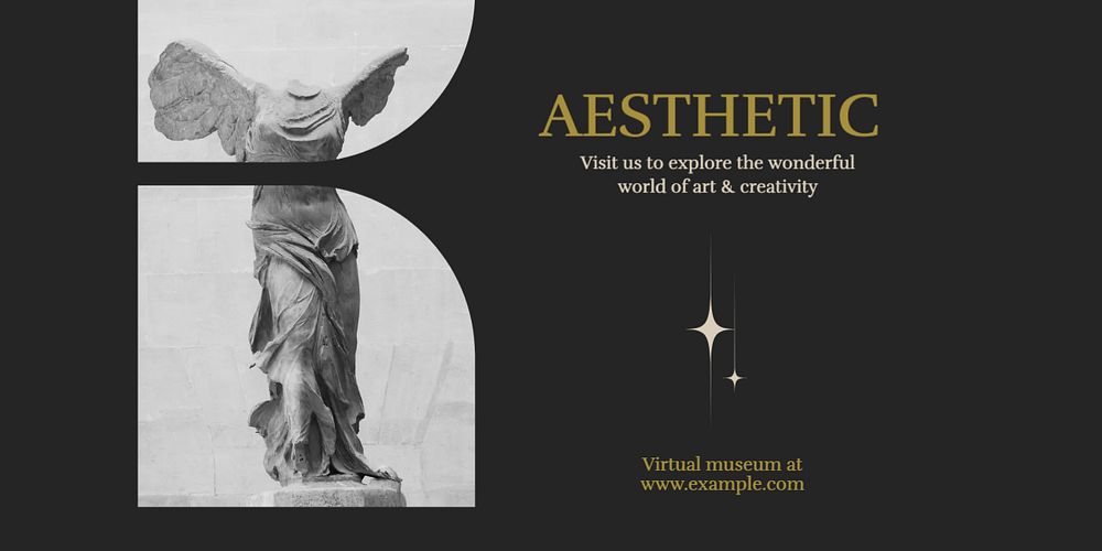 Aesthetic art museum Twitter ad template, editable text & design