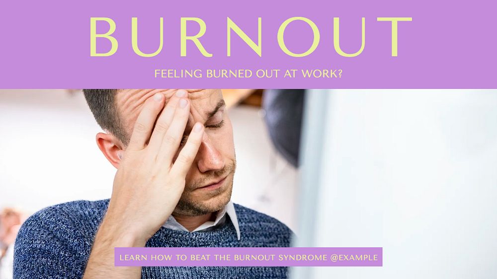 Burnout & stress blog banner template, editable design