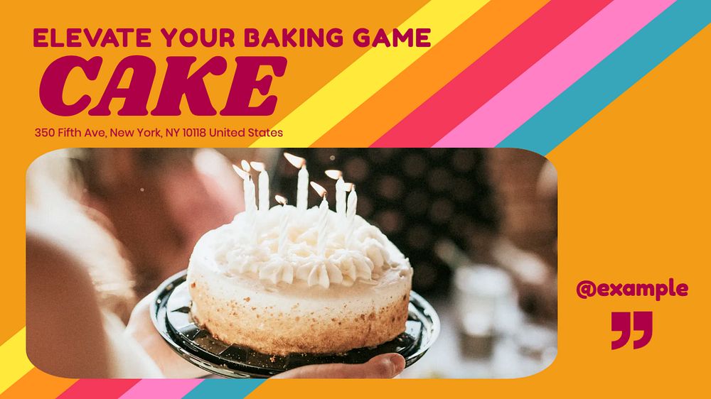 Elevate Your Baking blog banner template, editable design