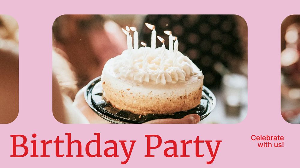 Birthday party blog banner template, editable design