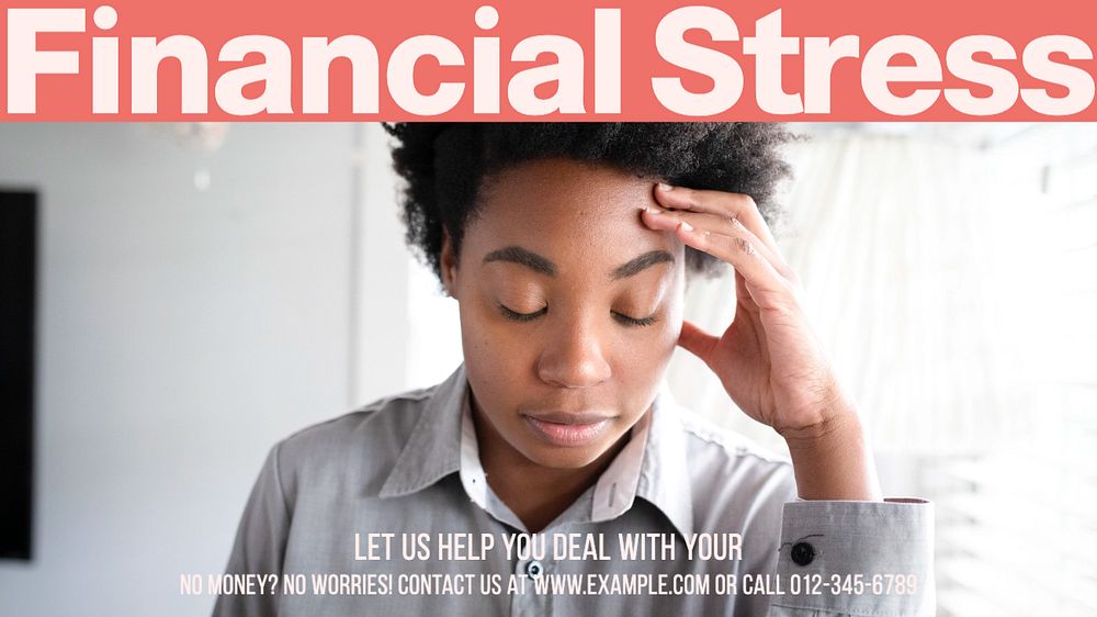 Financial stress blog banner template, editable design