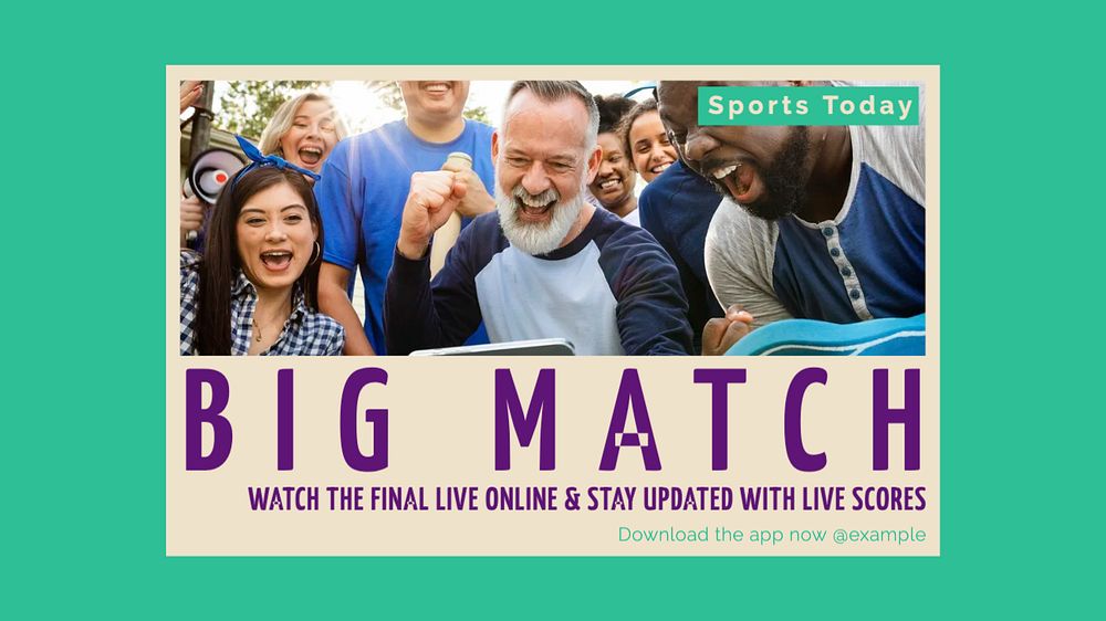 Live big match blog banner template, editable design