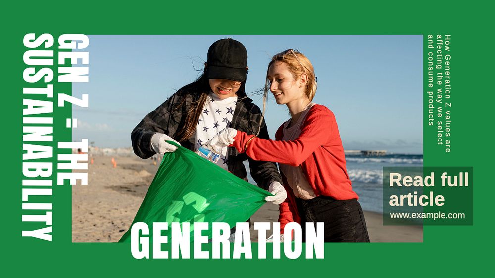 Sustainability generation blog banner template, editable design