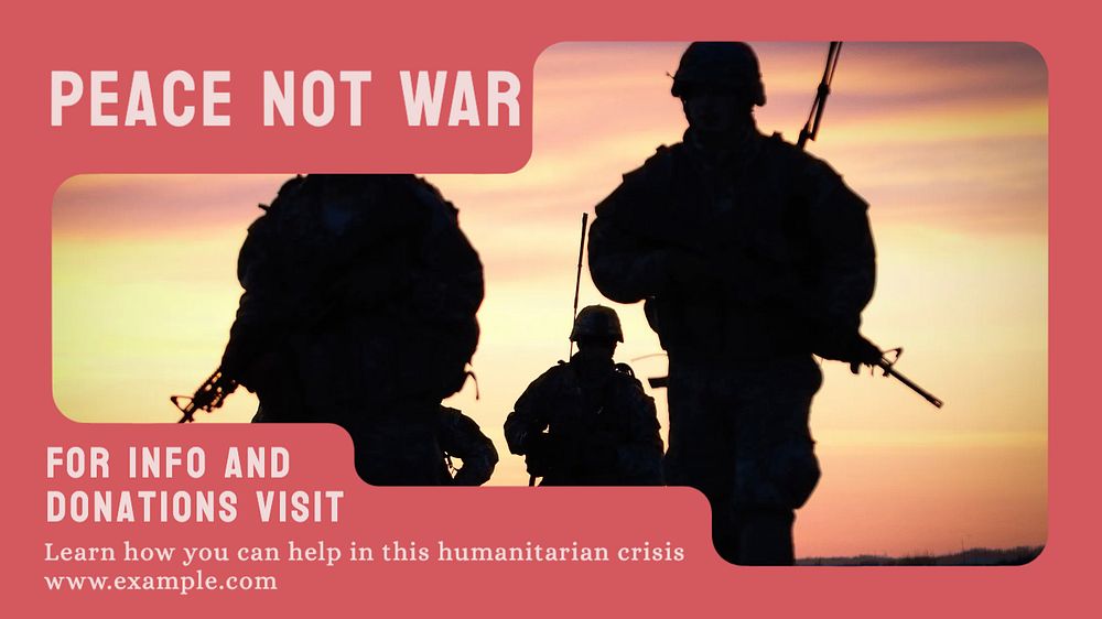 Peace not war blog banner template, editable design