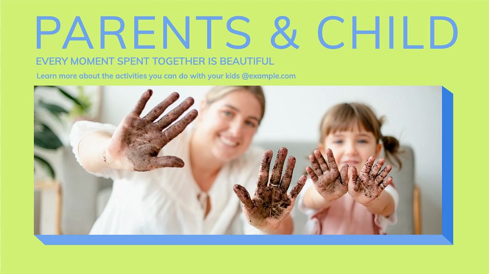 Parents & child blog banner template, editable design