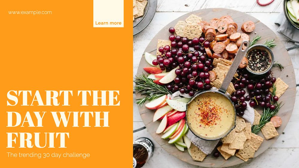 Fruit challenge blog banner template, editable design