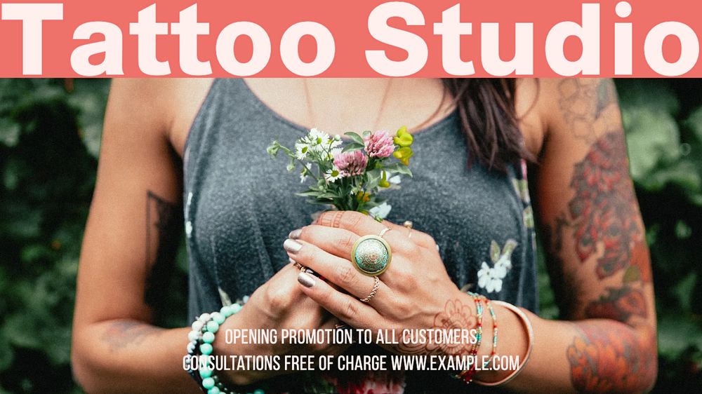 Tattoo studio blog banner template, editable design