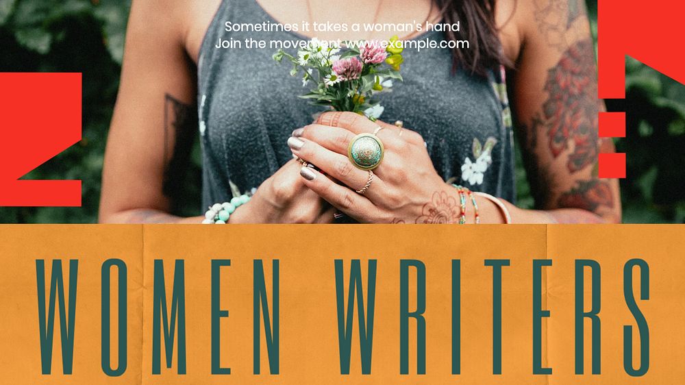 Women writers blog banner template, editable design