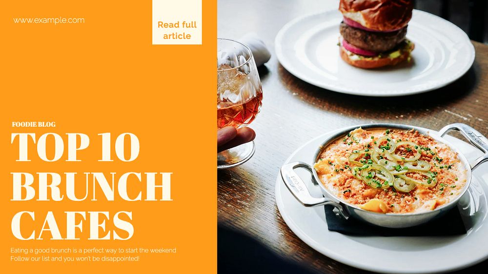 Brunch cafes blog banner template, editable design