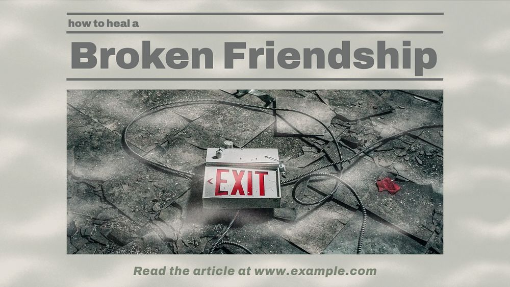 Broken friendship blog banner template, editable design