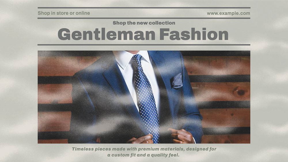 Gentleman fashion blog banner template, editable design