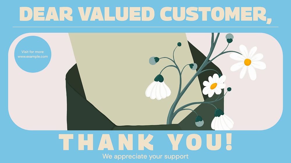 Thank you customer blog banner template, editable design