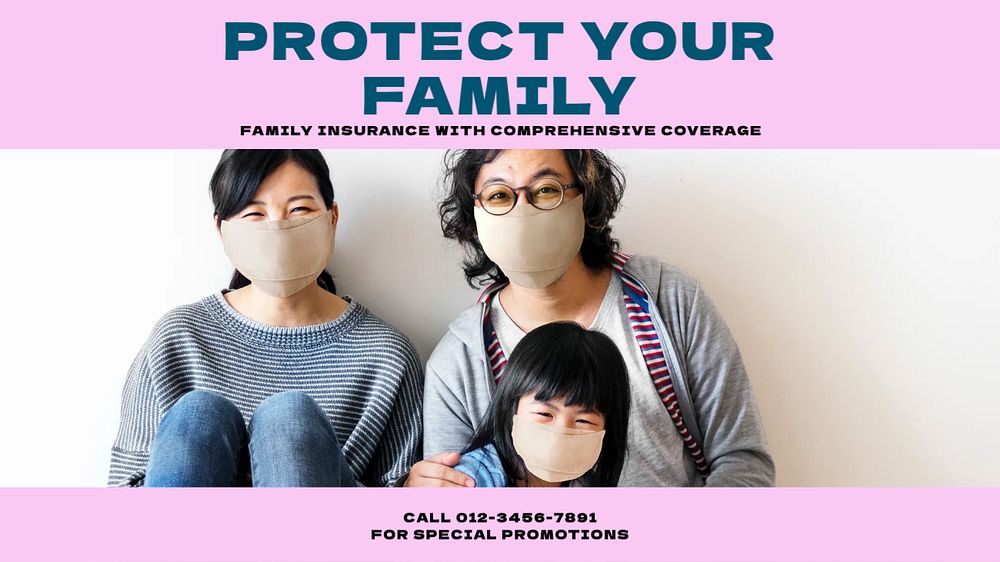 Family insurance blog banner template, editable design