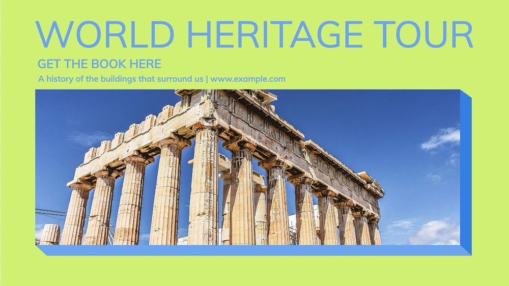 World heritage tour blog banner template, editable design