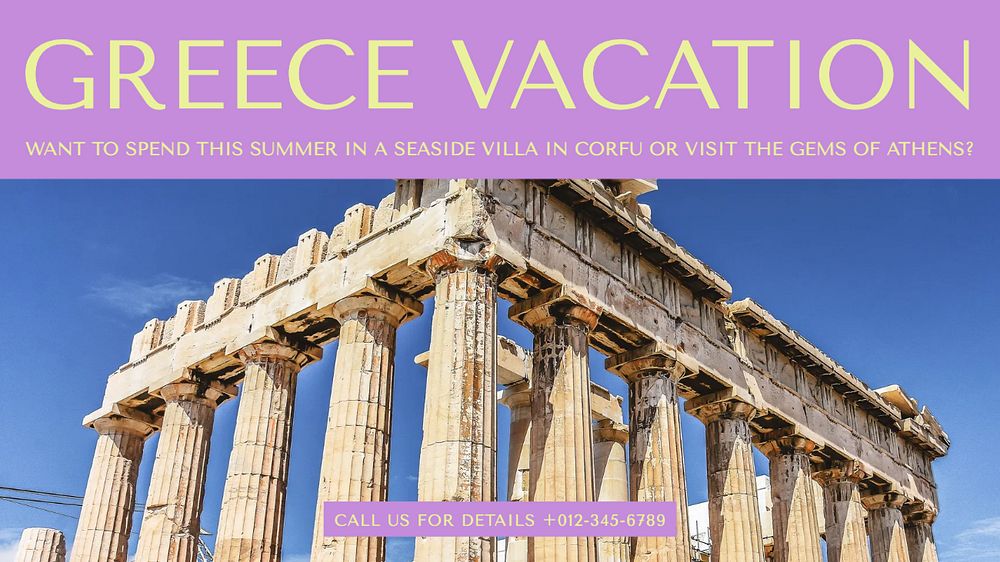 Greece vacation blog banner template, editable design