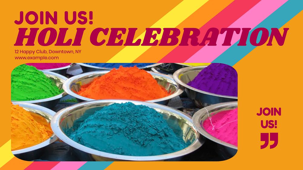 Holi celebration blog banner template, editable design