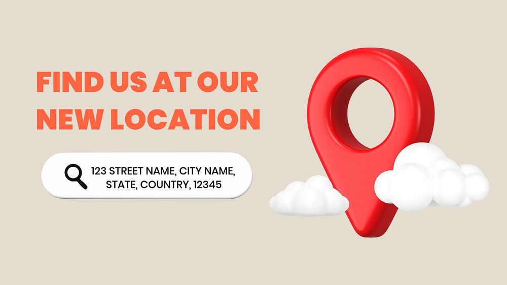 Location Facebook event cover template, editable cute 3D design