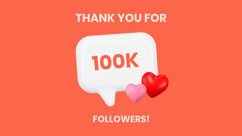 Followers editable blog banner template, 3D design