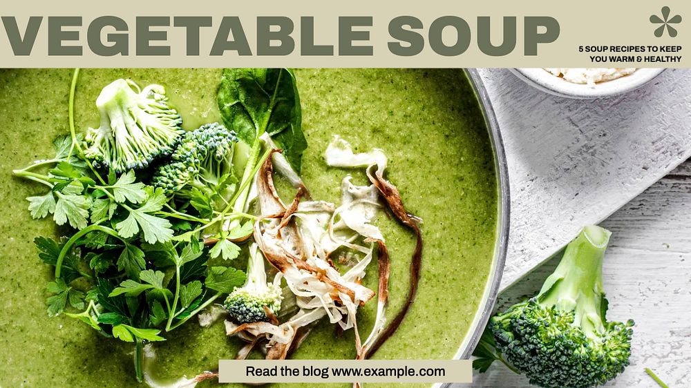 Vegetable soup recipes blog banner template, editable design