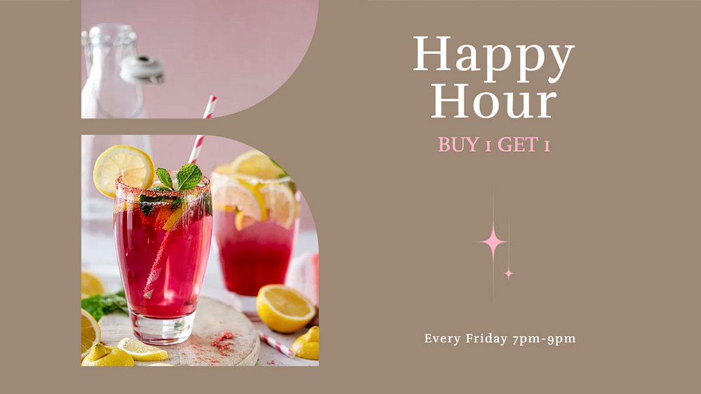 Happy hour blog banner template, editable design