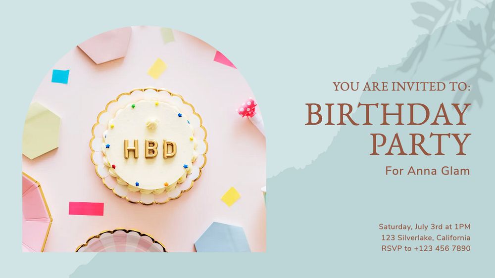 Birthday party blog banner template, editable design