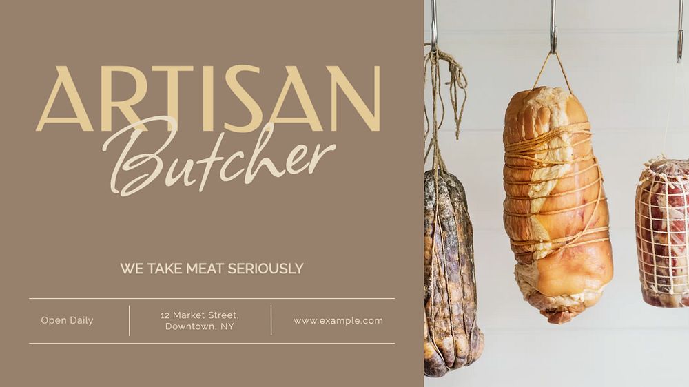 Artisan butcher blog banner template, editable design