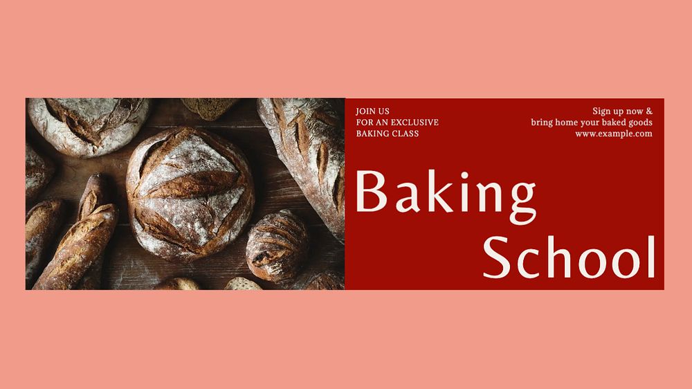 Baking school blog banner template, editable design