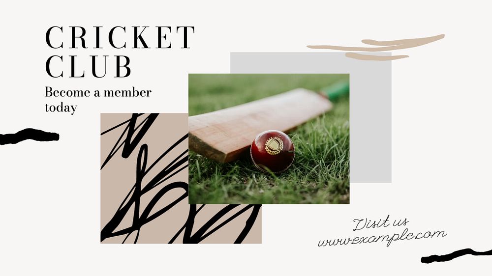 Cricket club blog banner template, editable design