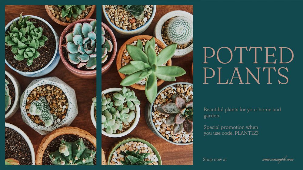 Potted plants blog banner template, editable design