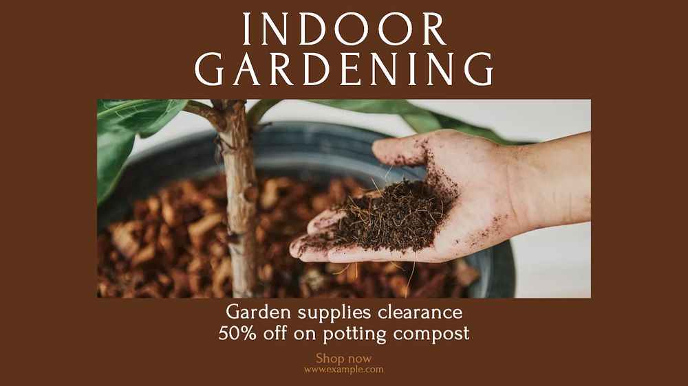 Indoor gardening blog banner template, editable design