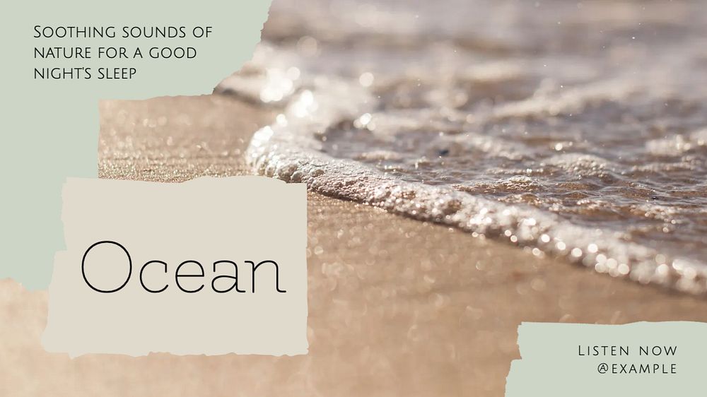 Ocean wave sounds blog banner template, editable design