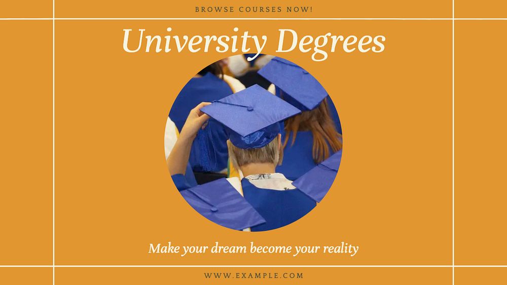 University degrees blog banner template, editable design