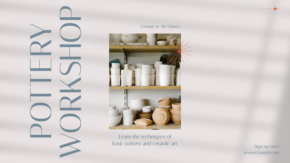 Pottery workshop blog banner template, editable design