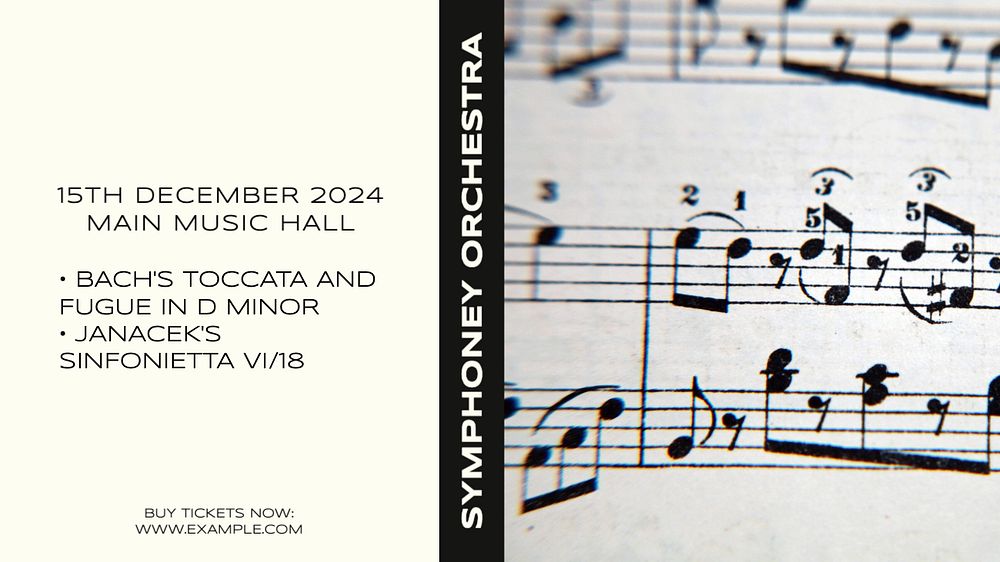 Symphony orchestra concert blog banner template, editable design