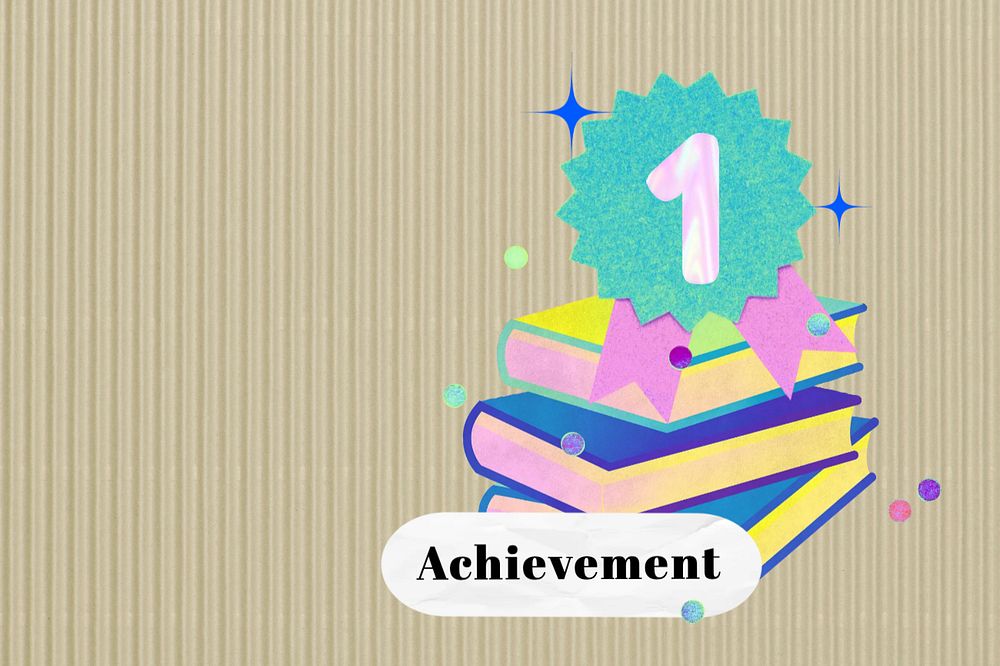 Education achievement word, editable stack of books collage remix