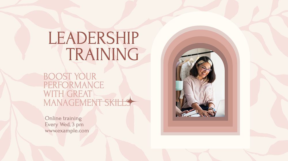 Leadership training blog banner template, editable text