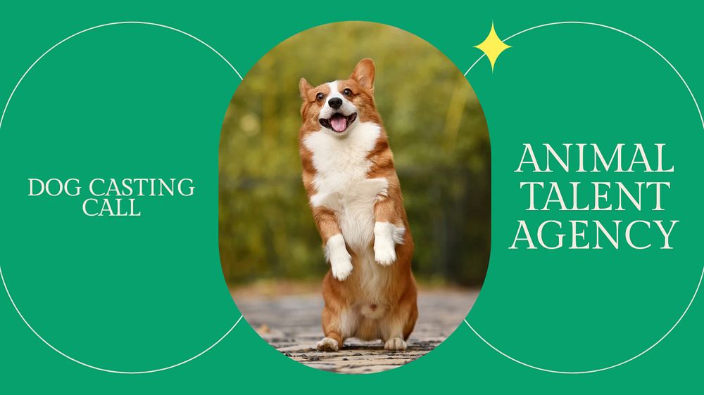 Animal talent agency blog banner template, editable text