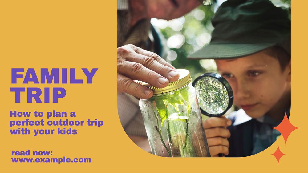 Family trip blog banner template, editable text