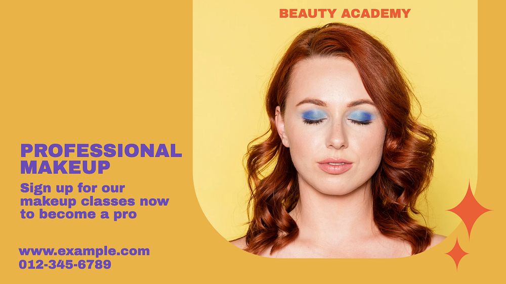 Professional makeup course blog banner template, editable text