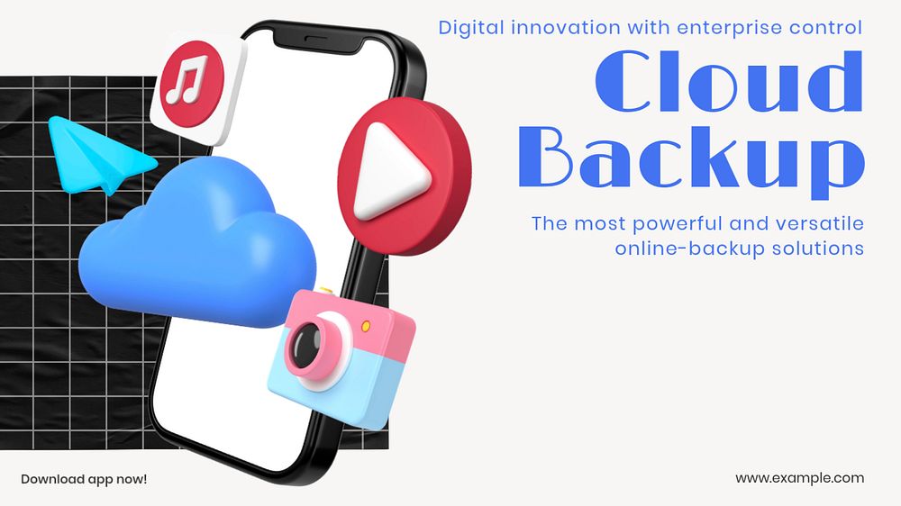 Cloud backup blog banner template, customizable design