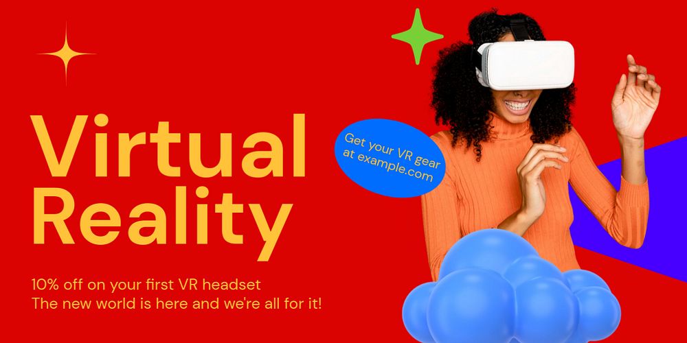 Virtual reality Twitter ad template, editable text & design