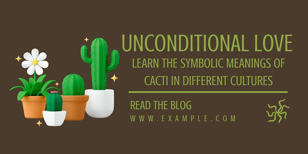 Cacti symbolic meanings Twitter ad template, editable text