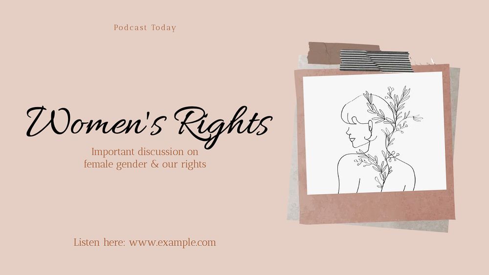 Women's rights blog banner template, editable text & design