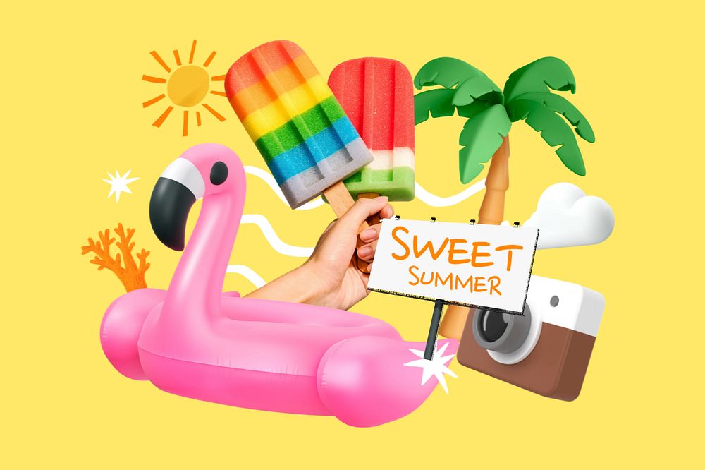 Sweet summer, editable word 3D remix