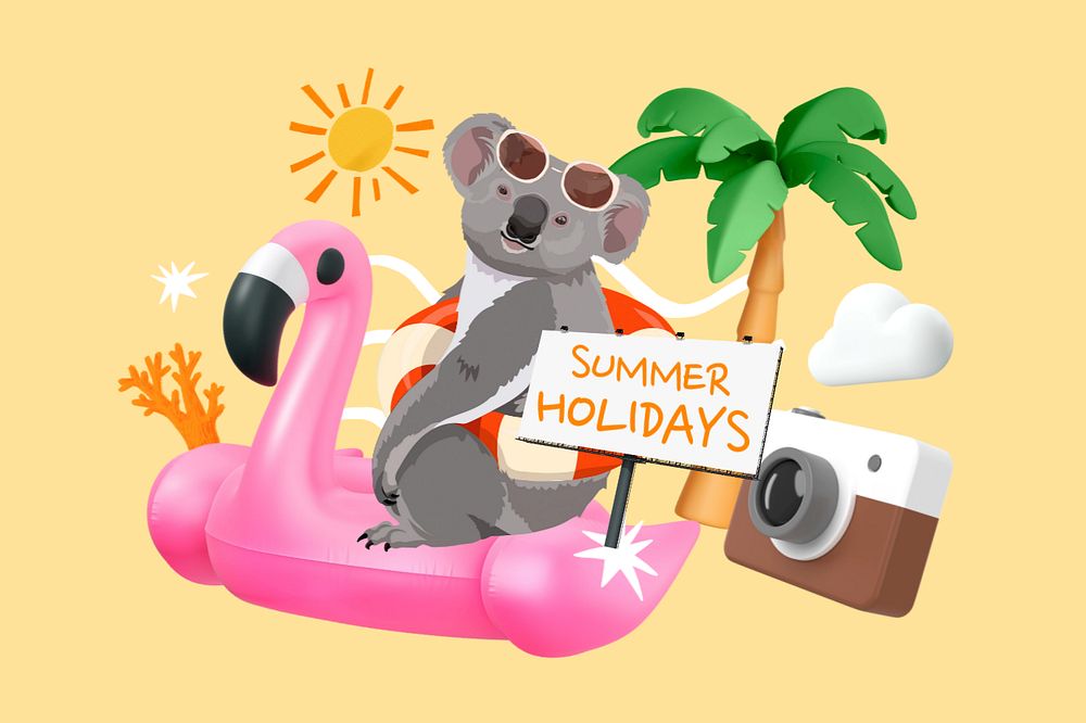 Summer island holidays, editable word 3D remix