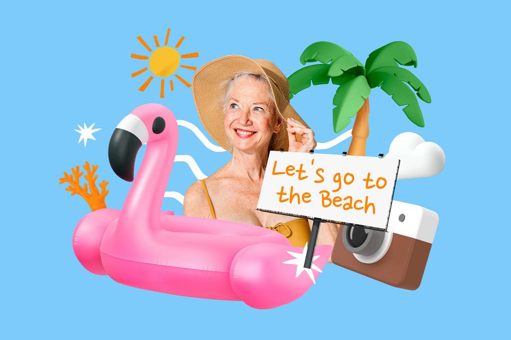 Let's go to the beach, editable word 3D remix