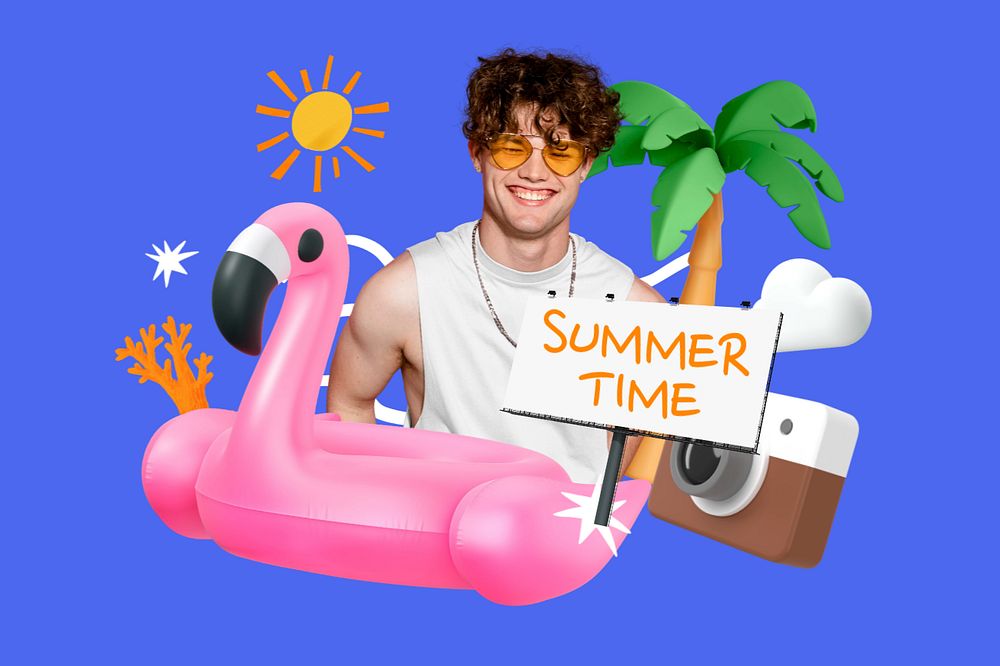 Summer time, editable word 3D remix