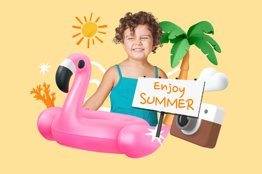 Enjoy summer, editable word 3D remix