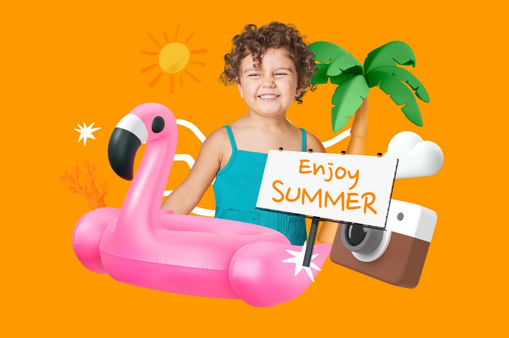 Enjoy summer, editable word 3D remix